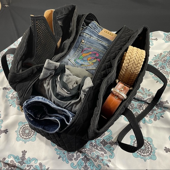 Vera Bradley Black Cloth Satchel - Picture 1 of 11